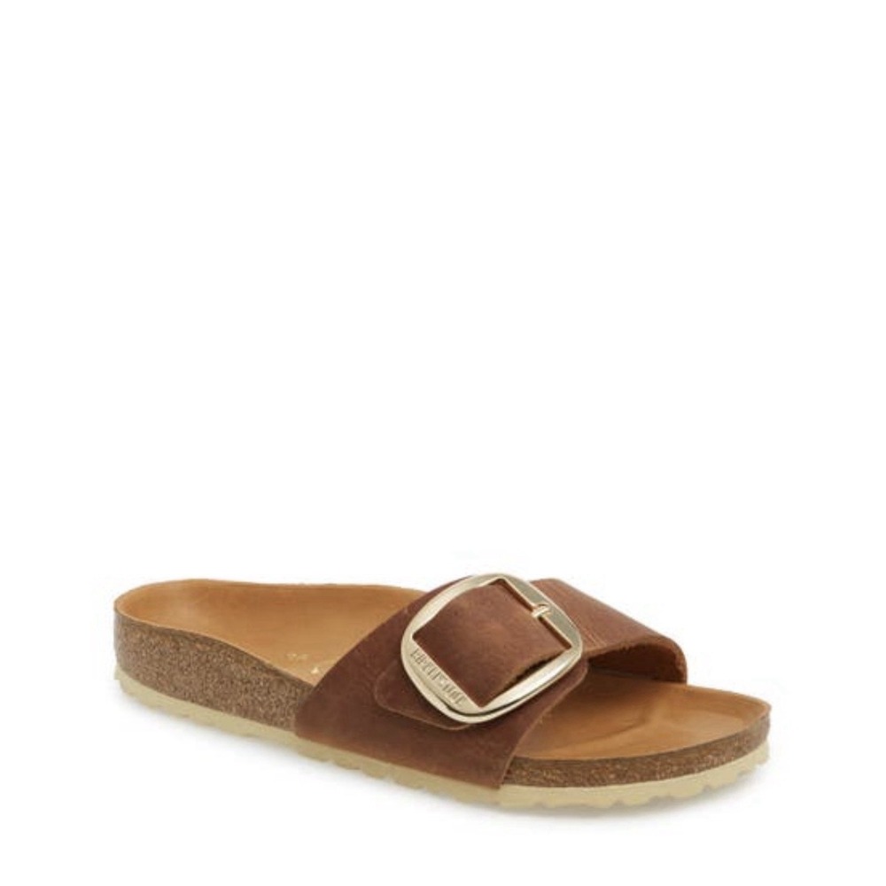 Birkenstock Madrid Big Buckle Cognac Oiled Leather Sandals Women 37 US 6-6.5